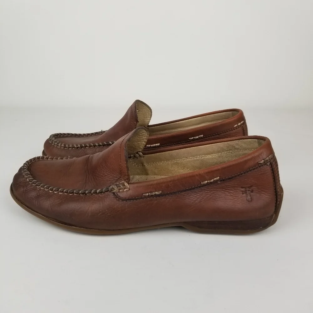 Frye Lewis‎ Venetian Driving Loafers Brown Leather Slip On Shoes Mens 8